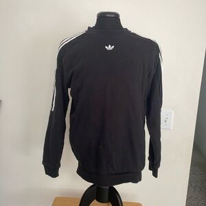 Adidas Black Crewneck Sweater Ribbed Classic Size Large